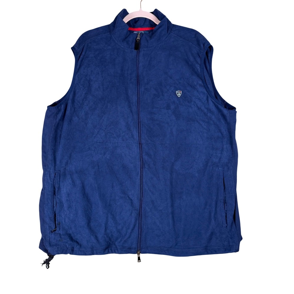 Polo Ralph Lauren Mens 3XB Navy Blue Full Zip Fleece Vest Shield Crest Logo Golf